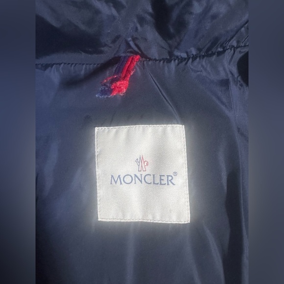 Moncler Kids Navy Jacket with Logo Patch - Picture 8 of 9